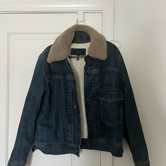 Sherpa lined jean bomber jacket - Picture 3 of 6